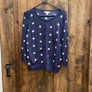 Brand: 1901 Navy blue polka dot cardigan (M)